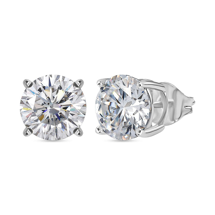 Royal Bali Collection - D'Joy Moissanite Solitaire Stud Earring with Push Back in Platinum Overlay Sterling Silver 3.70 Ct. 8427239 1