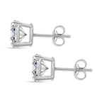 D'Joy Moissanite Solitaire Stud Earring with Push Back in Platinum Overlay Sterling Silver 3.70 Ct.