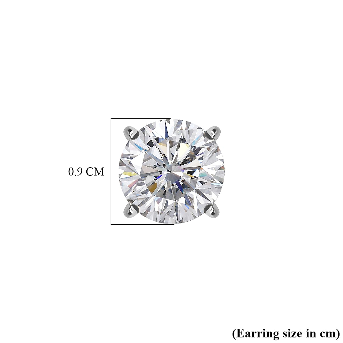 Royal Bali Collection - D'Joy Moissanite Solitaire Stud Earring with Push Back in Platinum Overlay Sterling Silver 3.70 Ct. 8427239 5