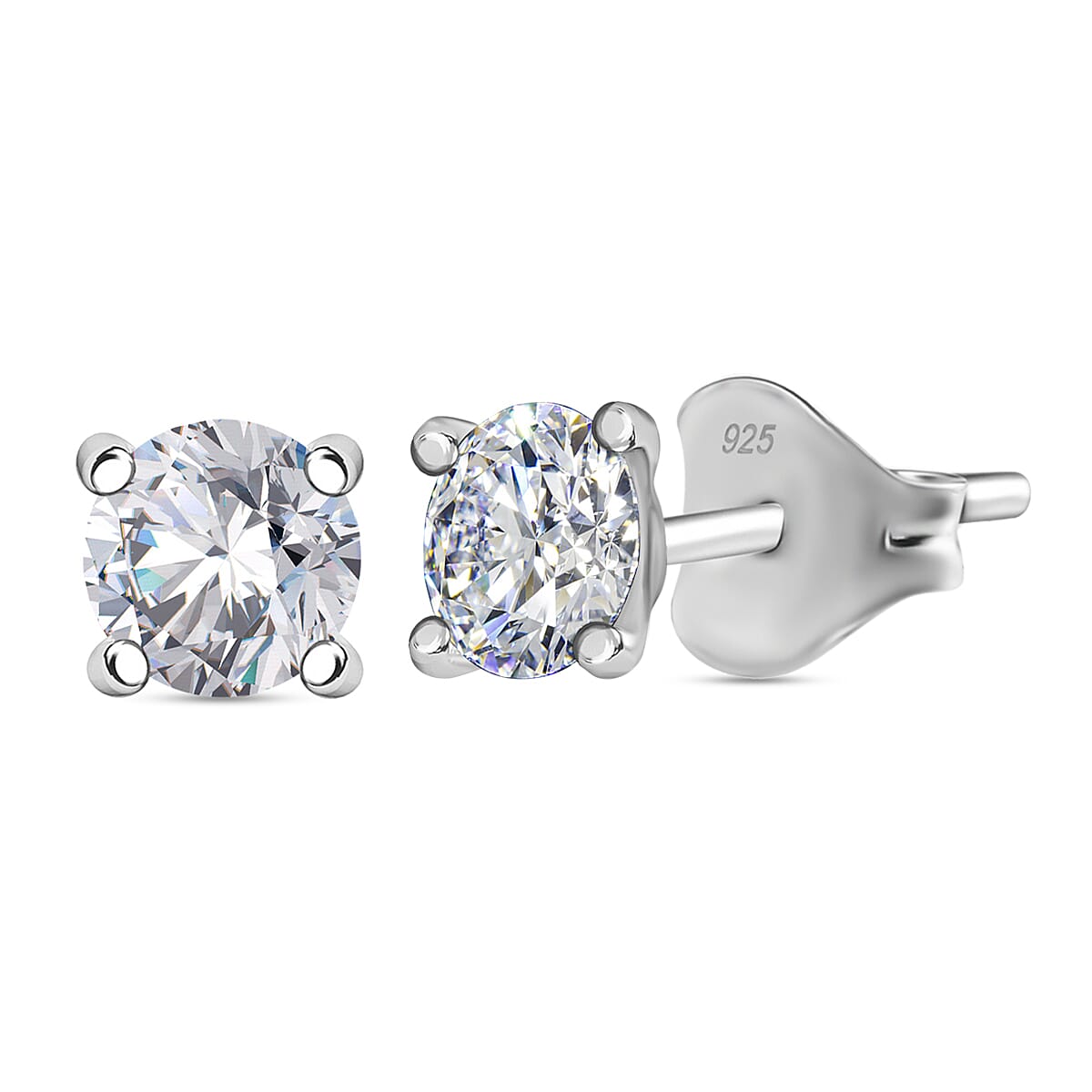 Round 5mm Moissanite Solitaire Stud Earrings in Rhodium Overlay Sterling Silver 7780915 0