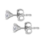 Round 5mm Moissanite Solitaire Stud Earrings in Rhodium Overlay Sterling Silver