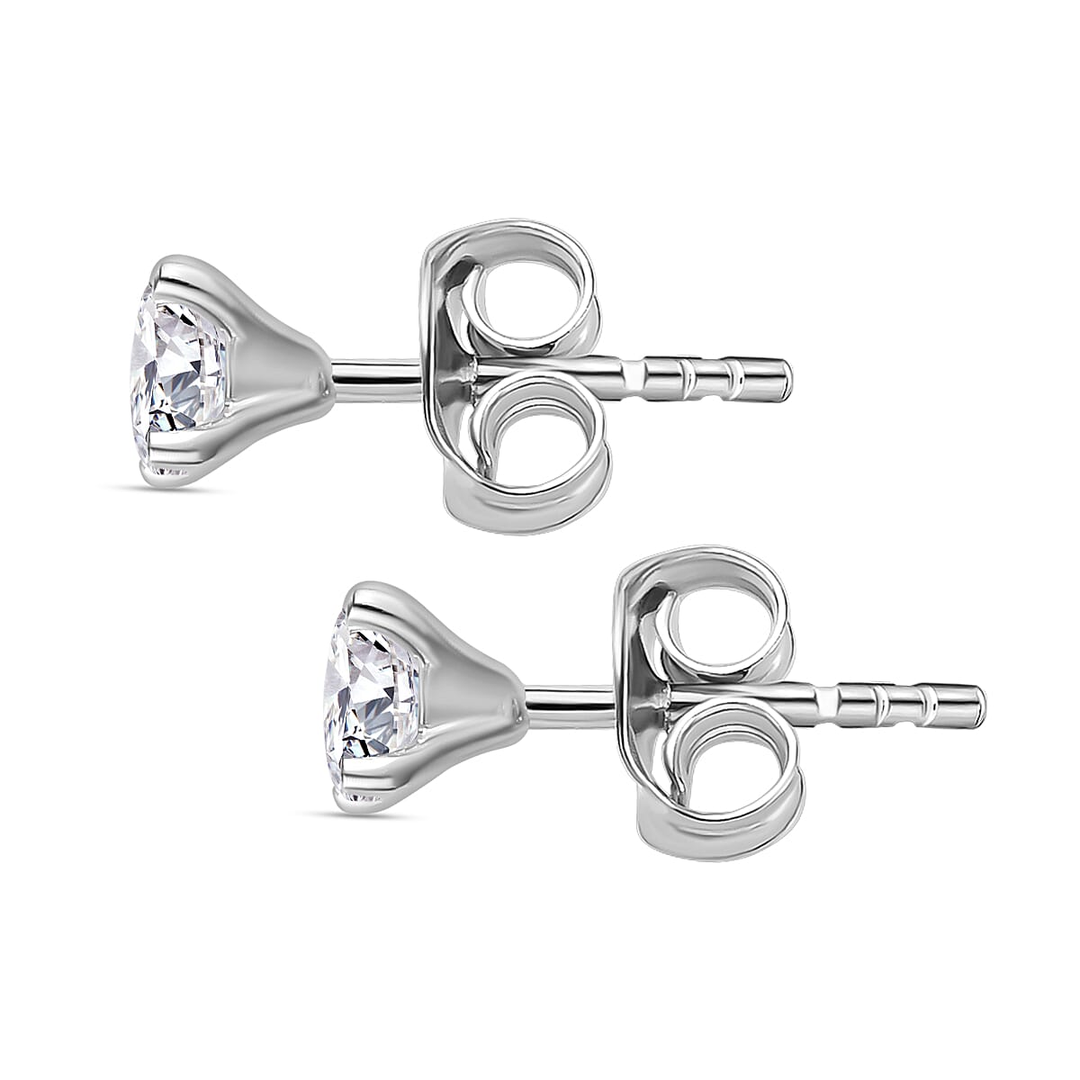 Round 5mm Moissanite Solitaire Stud Earrings in Rhodium Overlay Sterling Silver 7780915 4