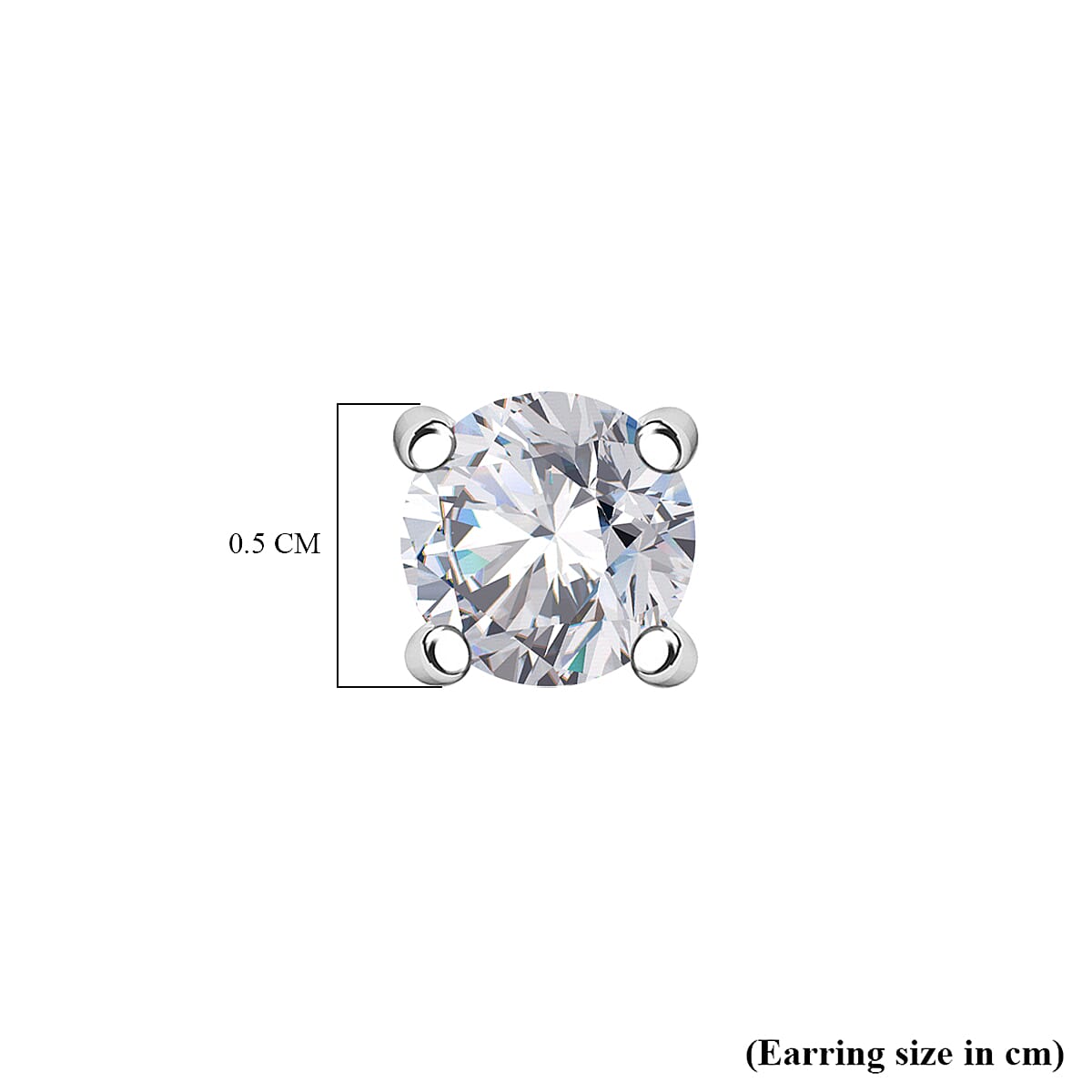 Round 5mm Moissanite Solitaire Stud Earrings in Rhodium Overlay Sterling Silver 7780915 5
