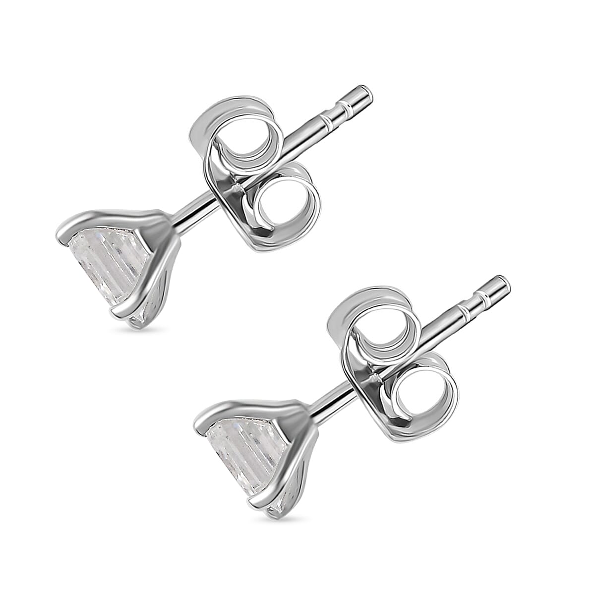 Moissanite Solitaire Stud Push Post Earrings in Rhodium Overlay Sterling Silver 1.30 ct  1.362  Ct. 7783964 5