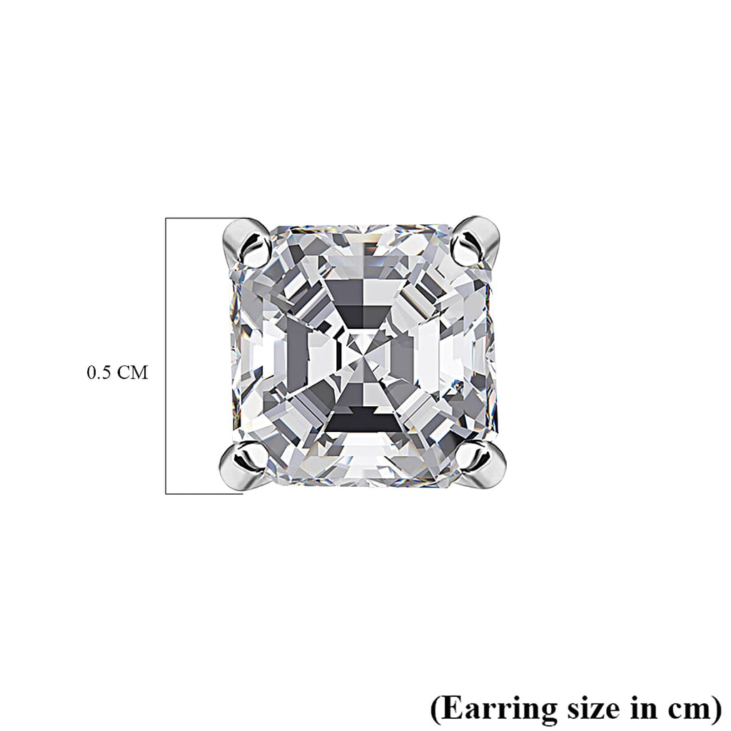 Moissanite  Solitaire Stud Push Post Earring in Rhodium Overlay Sterling Silver 1.30 ct  1.362  Ct.
