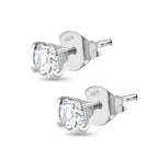 Moissanite  Solitaire Stud Push Post Earring in Rhodium Overlay Sterling Silver 1.30 ct  0.876  Ct.