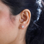 Moissanite (Asscher Cut) Solitaire Earrings in Rhodium Overlay Sterling Silver 1.30 Ct