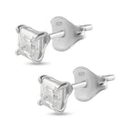 Moissanite (Asscher Cut) Solitaire Earrings in Rhodium Overlay Sterling Silver 1.30 Ct