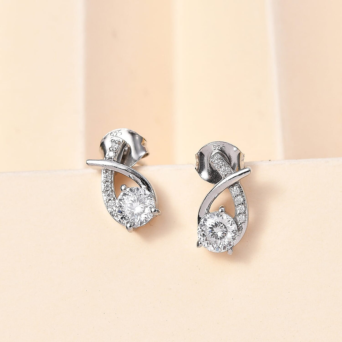Moissanite Drop Earrings in Rhodium Overlay Sterling Silver 1.10 Ct 7784726 2
