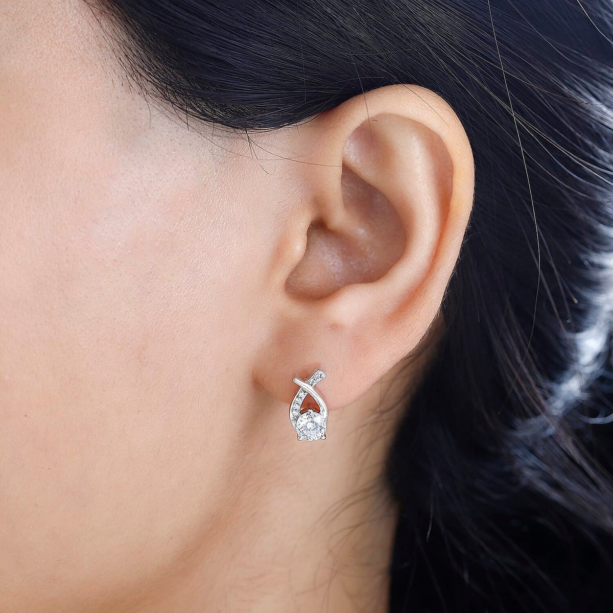 Moissanite Drop Earrings in Rhodium Overlay Sterling Silver 1.10 Ct 7784726 3
