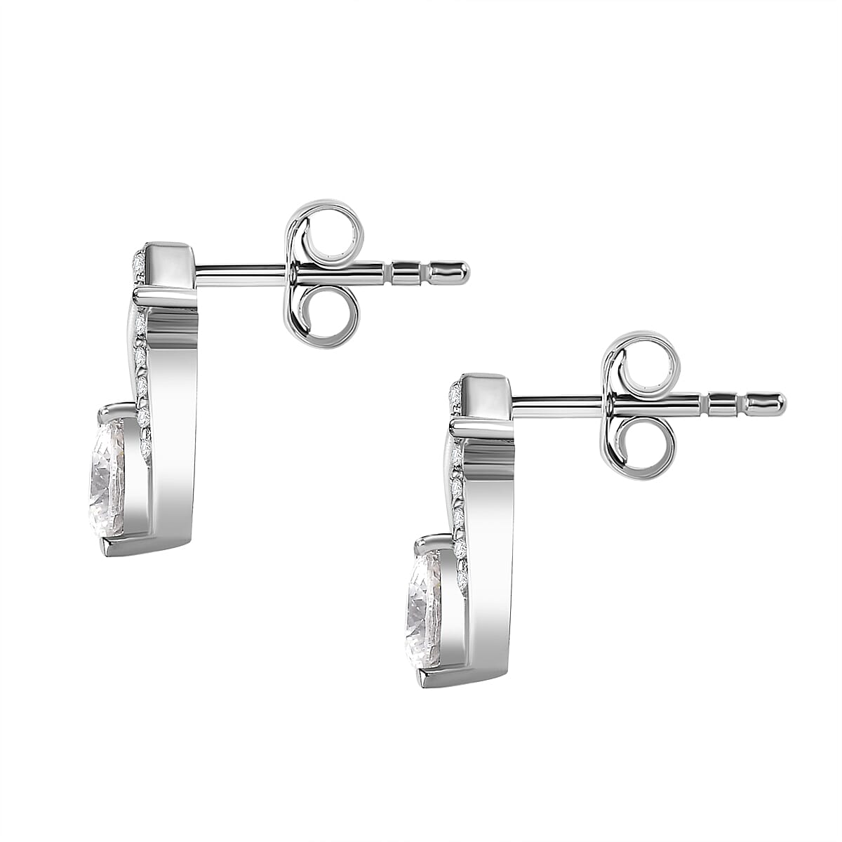 Moissanite Drop Earrings in Rhodium Overlay Sterling Silver 1.10 Ct 7784726 4