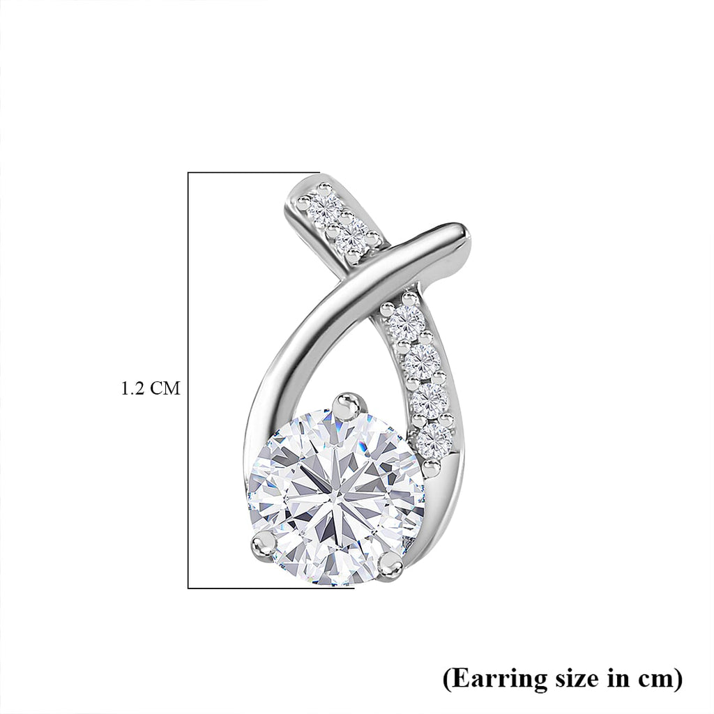 Moissanite Earrings in Rhodium Overlay Sterling Silver 1.10 Ct