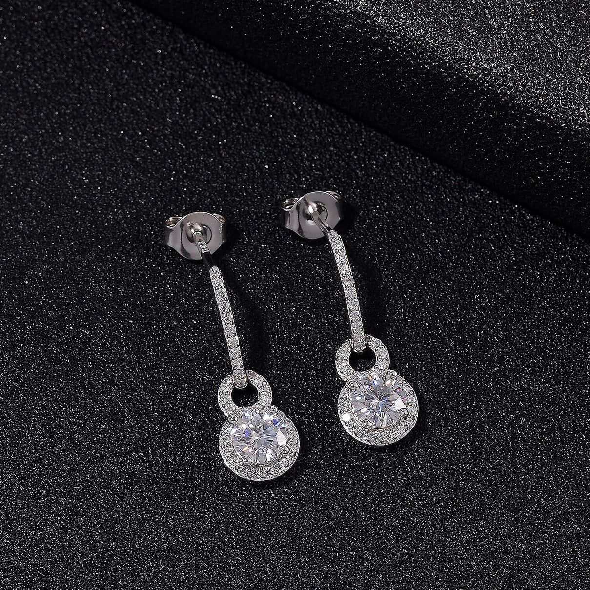 RADIANTA GRA Certified Moissanite D-VVS1 Halo Earrings in Rhodium Overlay Sterling Silver 8044244 2
