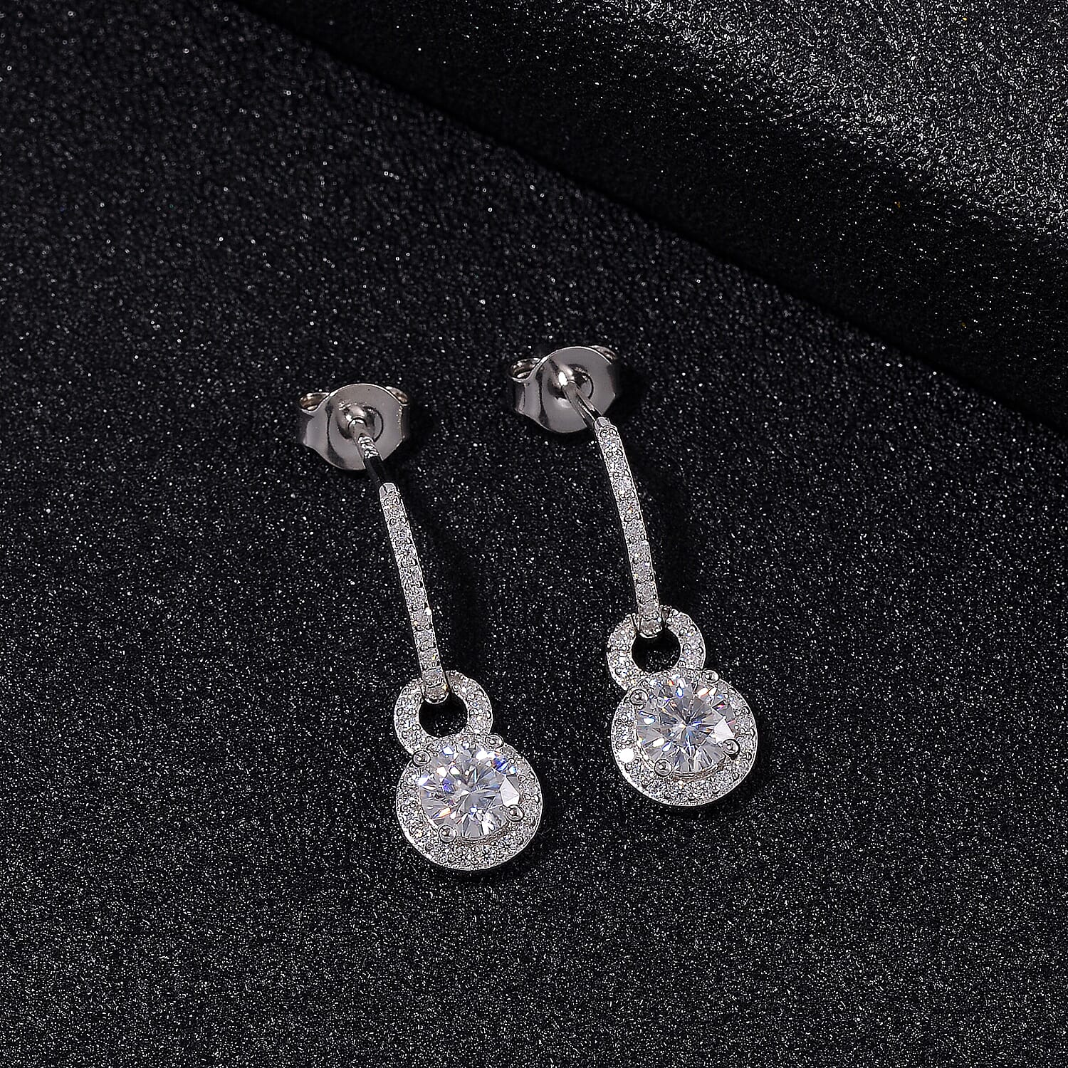 RADIANTA GRA Certified Moissanite D-VVS1 Halo Earrings in Rhodium Overlay Sterling Silver 8044244 2