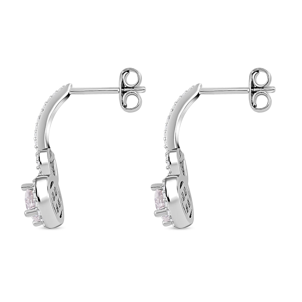 RADIANTA GRA Certified Moissanite D-VVS1 Halo Earrings in Rhodium Overlay Sterling Silver 8044244 4