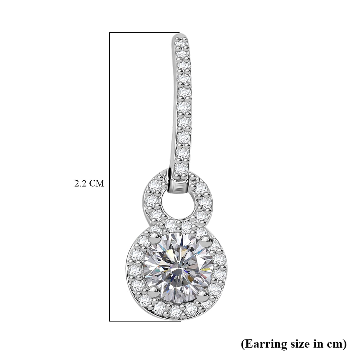 RADIANTA GRA Certified Moissanite D-VVS1 Halo Earrings in Rhodium Overlay Sterling Silver 8044244 6