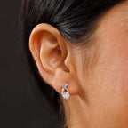 Moissanite Solitaire Stud Push Post Earring in Rhodium Overlay Sterling Silver 0.96 Ct.