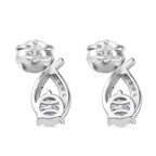 Moissanite Solitaire Stud Push Post Earring in Rhodium Overlay Sterling Silver 0.96 Ct.