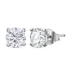 Moissanite Solitaire Stud Push Post Earring in Rhodium Overlay Sterling Silver 1.51 Ct.