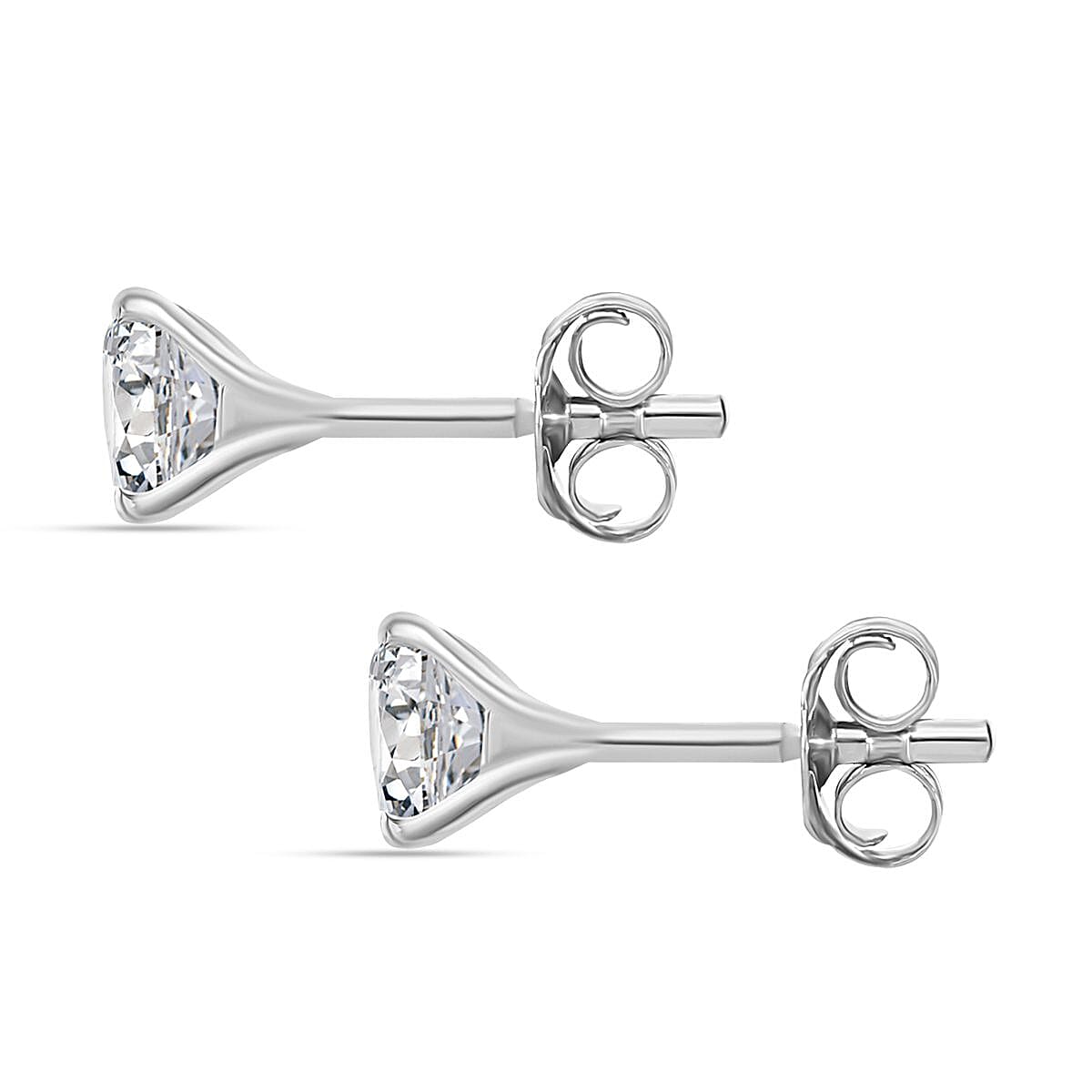 Moissanite Solitaire Stud Push Post Earrings in Rhodium Overlay Sterling Silver 8054191 4