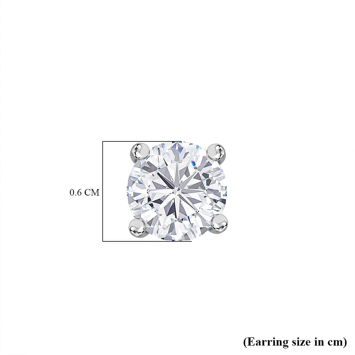Moissanite Solitaire Stud Push Post Earrings in Rhodium Overlay Sterling Silver 8054191 5