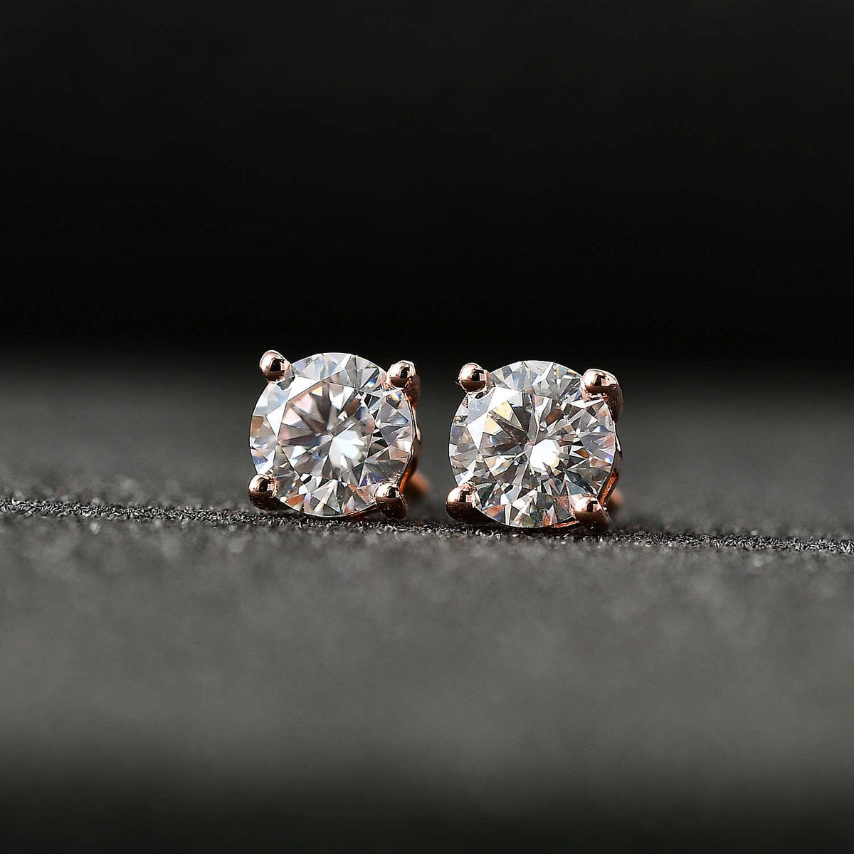 Moissanite Solitaire Stud Earrings in 18K Vermeil RG Plated Sterling Silver 1.44 Ct 7709841 3