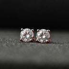Moissanite Solitaire Stud Earrings in 18K Vermeil RG Plated Sterling Silver 1.44 Ct