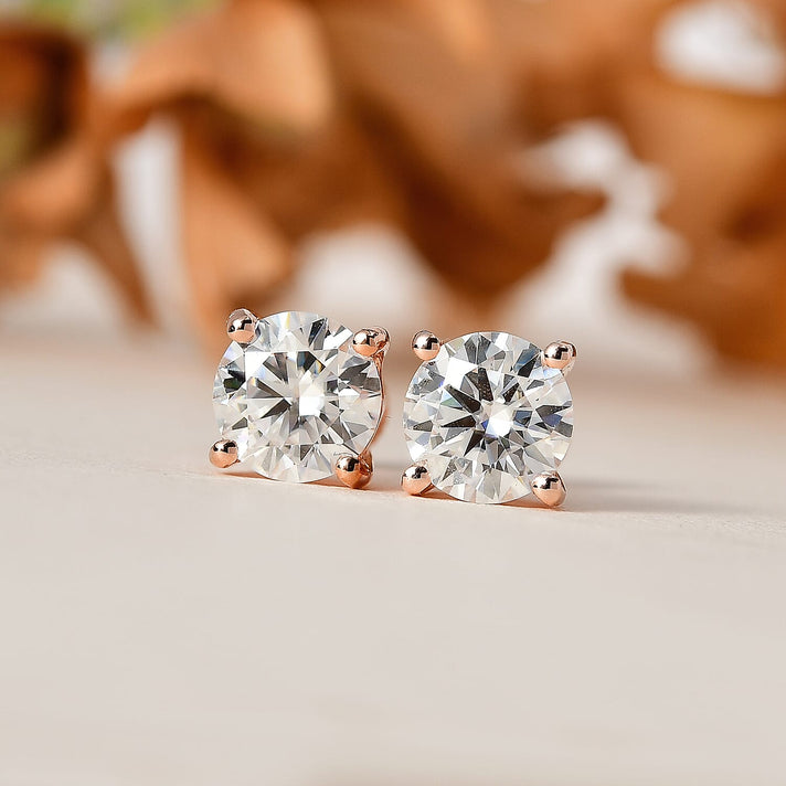 2.3 Ct. Moissanite Solitaire, Stud earring in Rose Gold Vermeil Sterling Silver 7709883 2