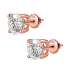Moissanite Solitaire Stud Push Post Earring in Vermeil RG Sterling Silver 2.40 ct