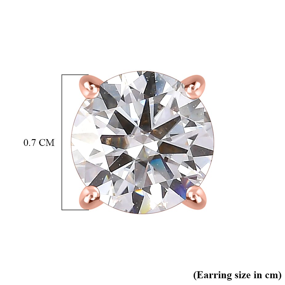 2.3 Ct. Moissanite Solitaire, Stud earring in Rose Gold Vermeil Sterling Silver V32516766 7