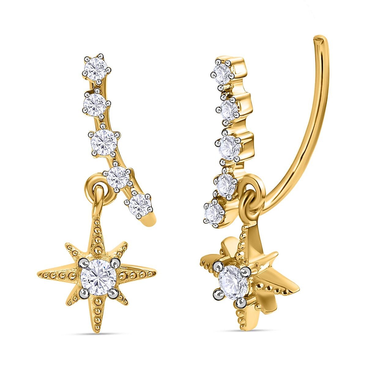 Moissanite Solitaire Stud Push Post Earring in 18K Vermeil Yellow Gold Sterling Silver 0.29 ct 0.410 Ct. 7511000 0