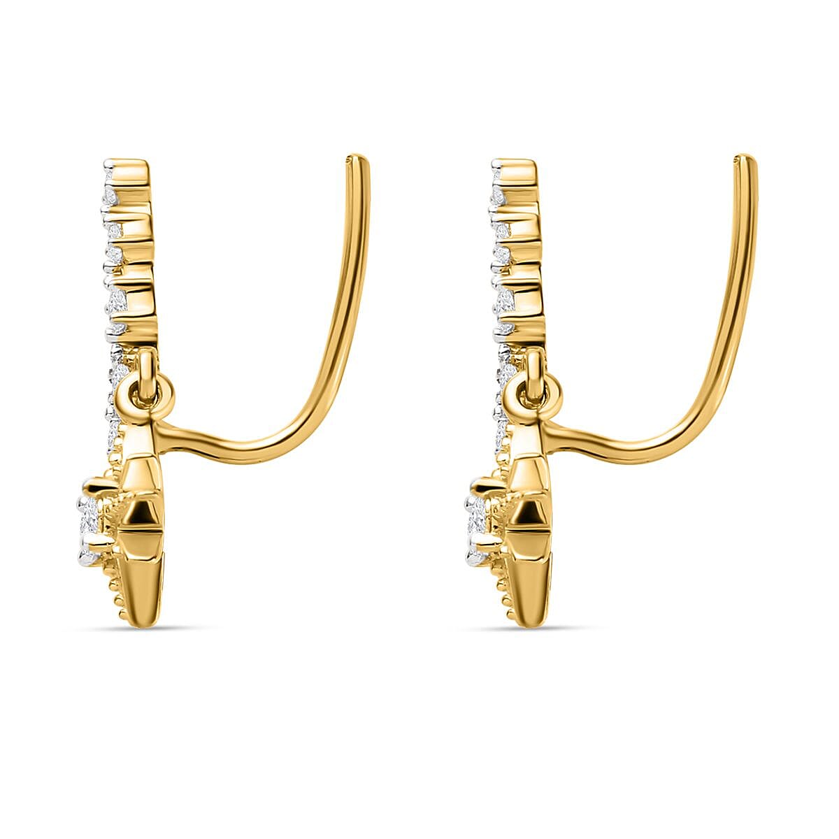 Moissanite Solitaire Stud Push Post Earring in 18K Vermeil Yellow Gold Sterling Silver 0.29 ct 0.410 Ct. 7511000 4
