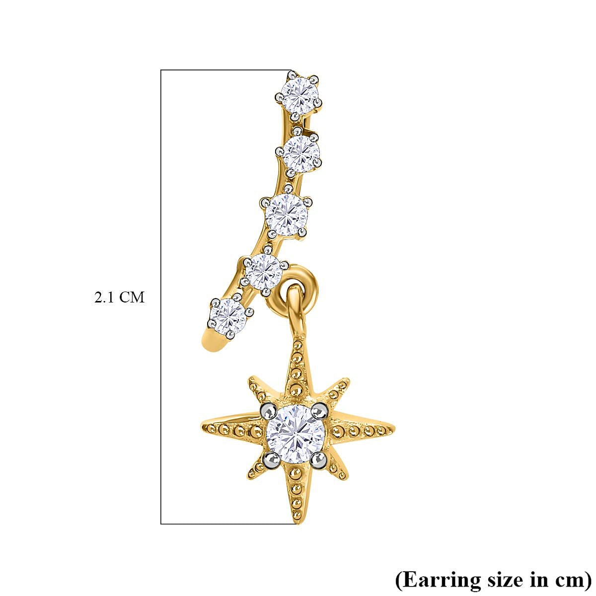 Moissanite Solitaire Stud Push Post Earring in 18K Vermeil Yellow Gold Sterling Silver 0.29 ct 0.410 Ct. 7511000 5