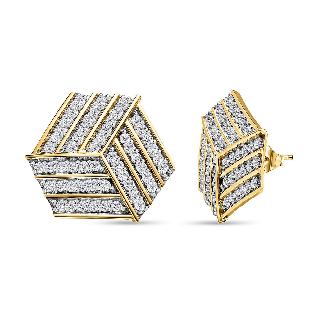 Moissanite Stud Earrings in 18K Vermeil Yellow Gold Plated Sterling Silver