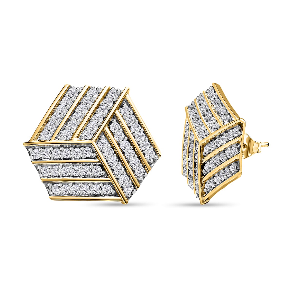Moissanite Stud Earrings in 18K Vermeil Yellow Gold Plated Sterling Silver 7555263 0