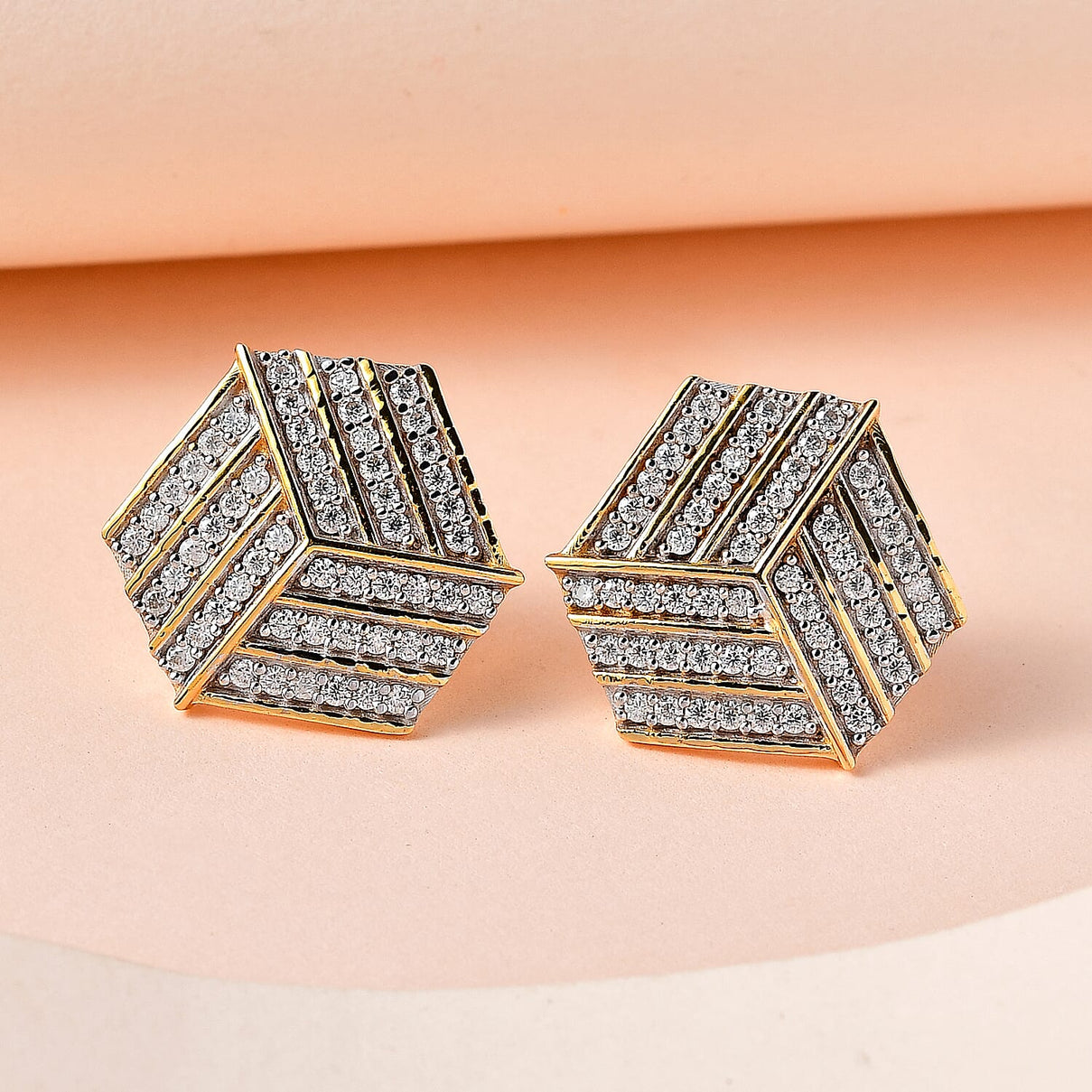 Moissanite Stud Earrings in 18K Vermeil Yellow Gold Plated Sterling Silver 7555263 2