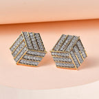 Moissanite Stud Earrings in 18K Vermeil Yellow Gold Plated Sterling Silver