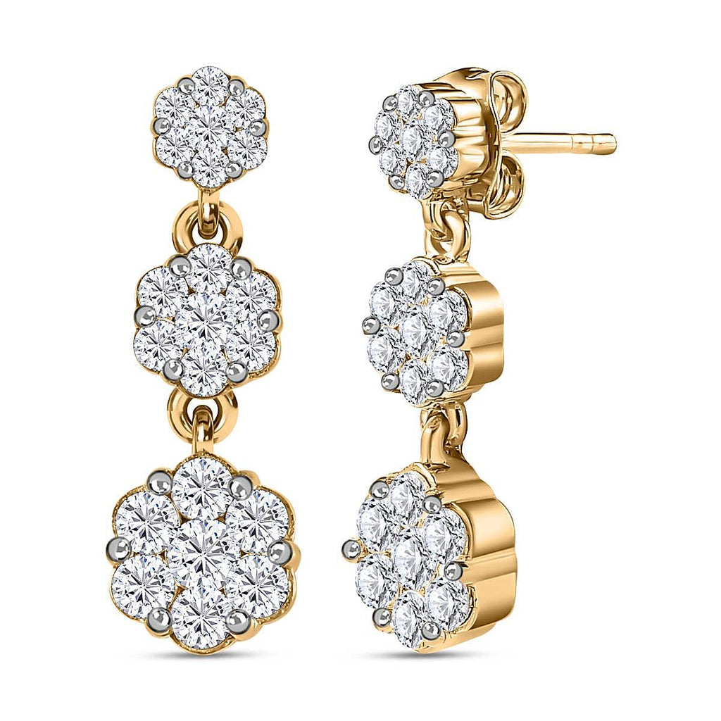 Moissanite Earrings in 18K Yellow Gold Vermeil Plated Sterling Silver 1.46 Ct, Silver Wt 6.07 GM