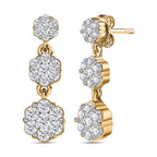 Moissanite Earrings in 18K Yellow Gold Vermeil Plated Sterling Silver 1.46 Ct, Silver Wt 6.07 GM