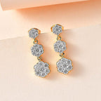 Moissanite Earrings in 18K Yellow Gold Vermeil Plated Sterling Silver 1.46 Ct, Silver Wt 6.07 GM