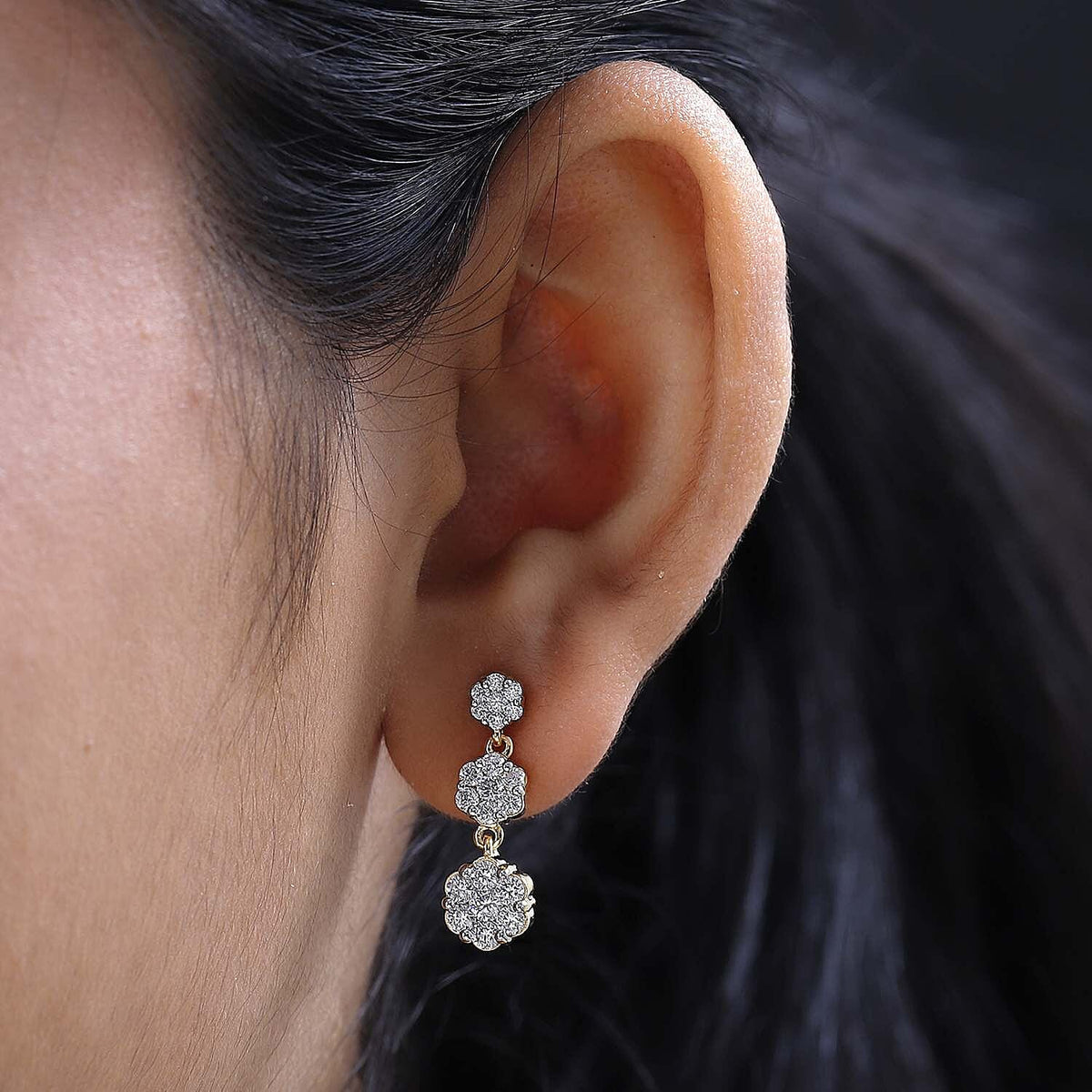 Moissanite Earrings in 18K Yellow Gold Vermeil Plated Sterling Silver 1.46 Ct, Silver Wt 6.07 GM 7560888 2