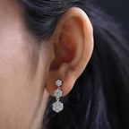 Moissanite Earrings in 18K Yellow Gold Vermeil Plated Sterling Silver 1.46 Ct, Silver Wt 6.07 GM