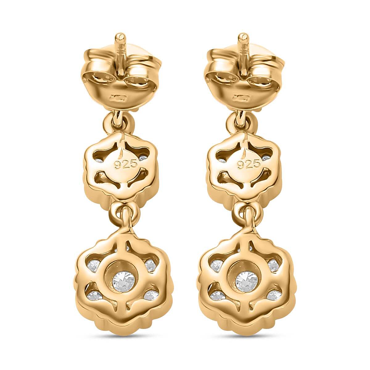 Moissanite Earrings in 18K Yellow Gold Vermeil Plated Sterling Silver 1.46 Ct, Silver Wt 6.07 GM 7560888 4