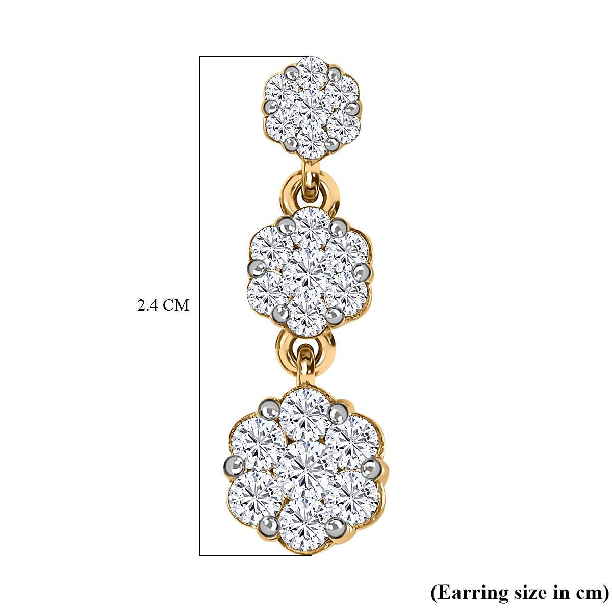 Moissanite Earrings in 18K Yellow Gold Vermeil Plated Sterling Silver 1.46 Ct, Silver Wt 6.07 GM 7560888 5