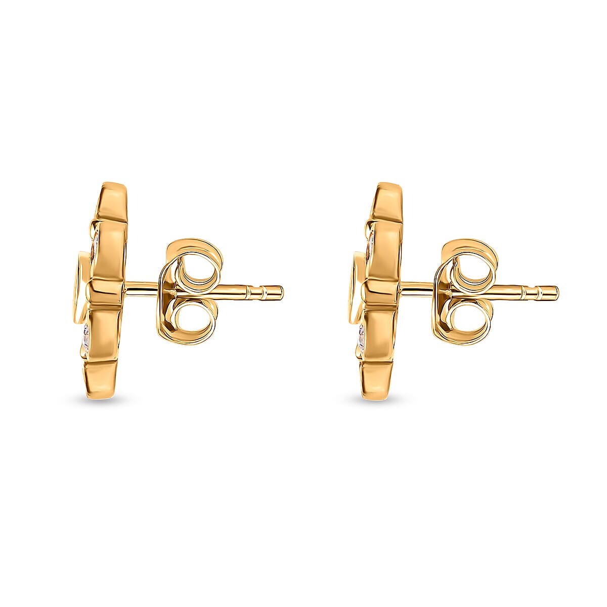 Moissanite Floral Stud Earrings in 18K Yellow Gold Vermeil Plated Sterling Silver 7643115 5