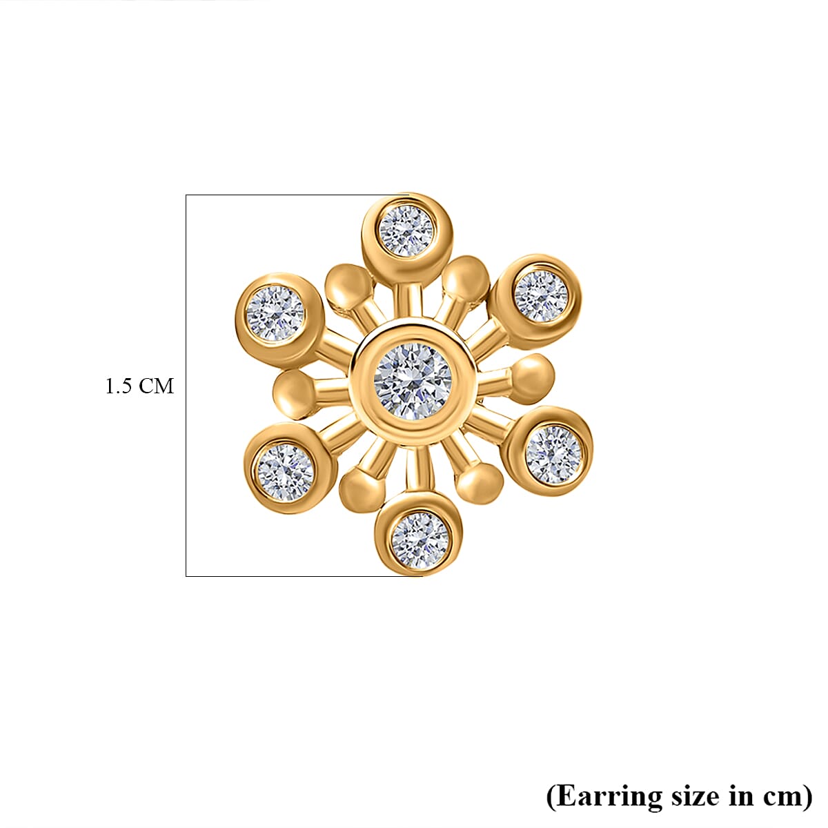 Moissanite Floral Stud Earrings in 18K Yellow Gold Vermeil Plated Sterling Silver 7643115 6