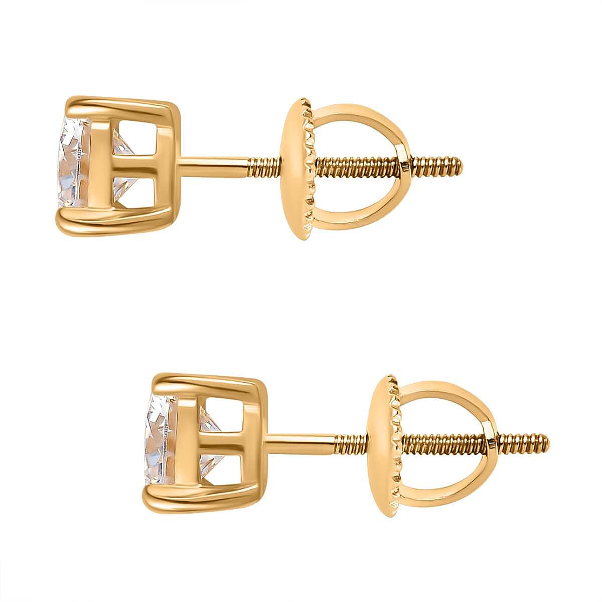 Moissanite Solitaire Stud Earrings in 18K Vermeil Yellow Gold Plated Sterling Silver 1.14 Ct. 7709842 6
