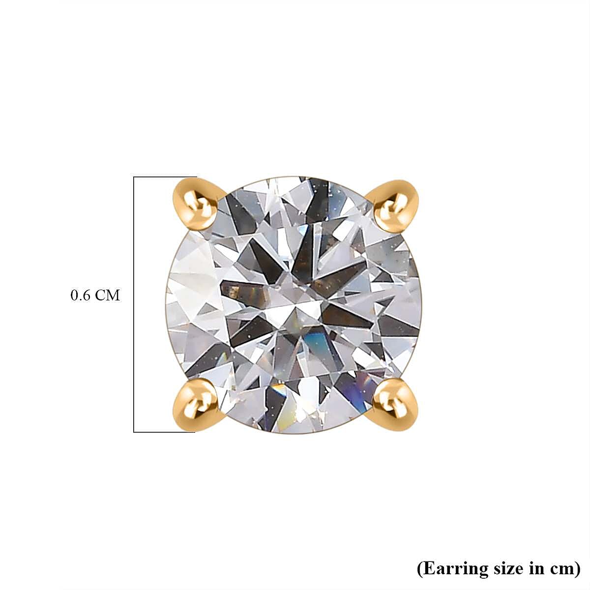 Moissanite Solitaire Stud Earrings in 18K Vermeil Yellow Gold Plated Sterling Silver 1.14 Ct. 7709842 7