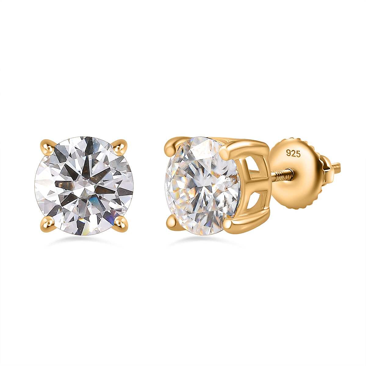 2.3 Ct. Moissanite Solitaire Stud earring in Yellow Gold Vermeil Sterling Silver 7709884 0