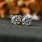 Moissanite  Solitaire Stud Push Post Earring in Vermeil YG Sterling Silver 2.40 ct  2.288  Ct.